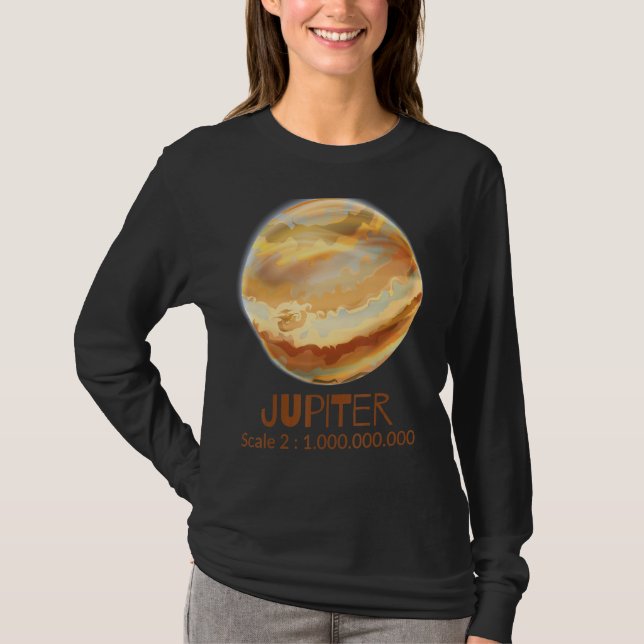 Jupiter im richtigen Maßstab des Sonnensystems T-Shirt (Vorderseite)