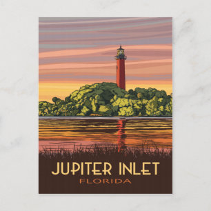 Jupiter Inlet Florida Lighthouse Vintag Style Postkarte