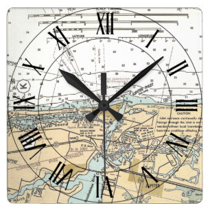 Jupiter Inlet Florida USA Nautical Map ~ Quadratische Wanduhr