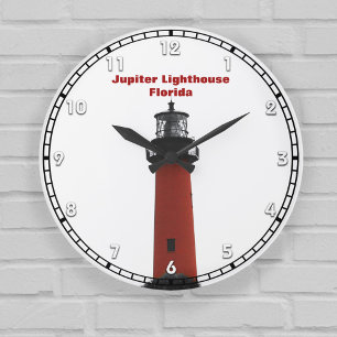Jupiter Lighthouse Florida Red Black and White Große Wanduhr