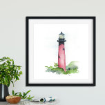Jupiter Lighthouse Poster<br><div class="desc">Dieses Aquarellbild des ikonischen Jupiter Lighthouse bringt eine Touch tropischen Charmes auf Ihre Zuhause. Dieses Stück ist perfekt für die Stranddekoration in Zimmern, Bürobereichen oder Wohnbereichen geeignet und spiegelt die Schönheit der Meereslandschaft Floridas wider. Die lebhaften Rottöne dieser Strandkunst machen sie zu einer herausragenden Ergänzung zu einer küstennahen oder tropischen...</div>