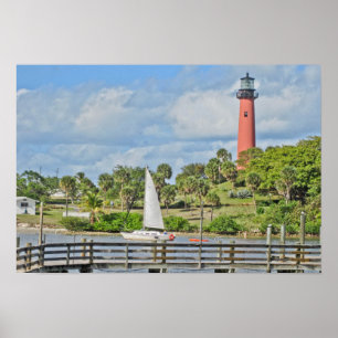 Jupiter Lighthouse und Sailboat Poster