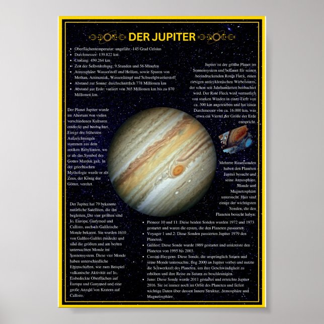 Jupiter Planetenposter für Schulen und Astronomie Poster (Vorne)