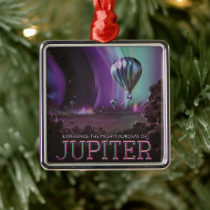 Jupiter Reise mit dem Heißluftballon hoch über die Ornament Aus Metall
