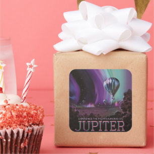 Jupiter Reise mit dem Heißluftballon hoch über die Quadratischer Aufkleber