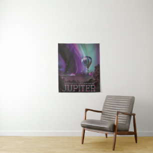 Jupiter Reise mit dem Heißluftballon hoch über die Wandteppich