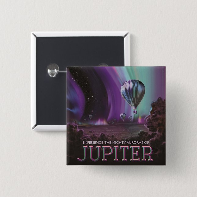Jupiter Travel by Hot Air Ballon Bighty Auroras Button (Vorne & Hinten)