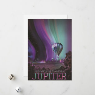 Jupiter Travel by Hot Air Ballon Bighty Auroras Feiertagskarte
