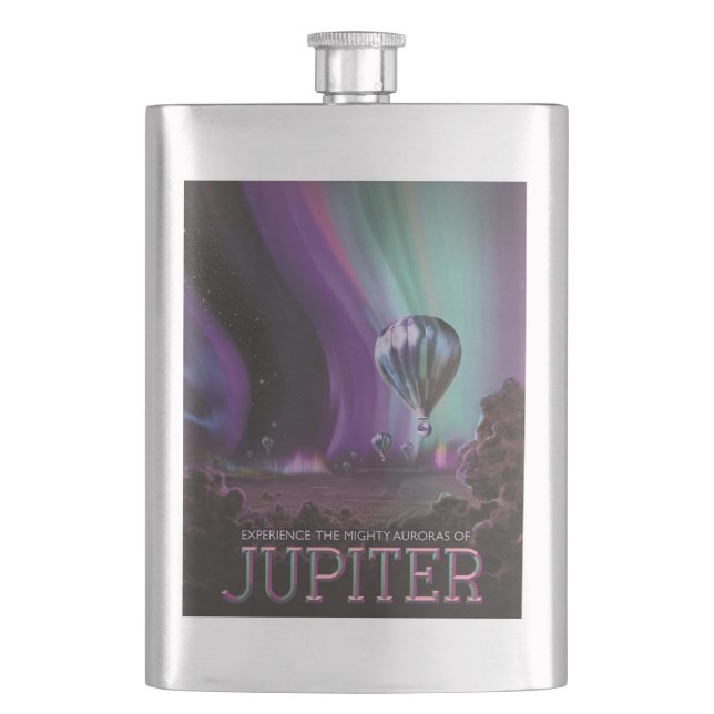 Jupiter Travel by Hot Air Ballon Bighty Auroras Flachmann (Vorderseite)
