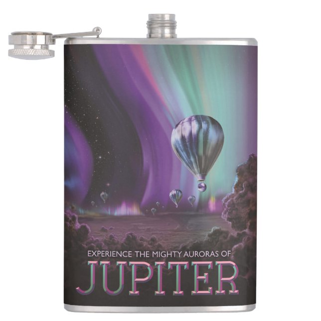 Jupiter Travel by Hot Air Ballon Bighty Auroras Flachmann (Geöffnet)