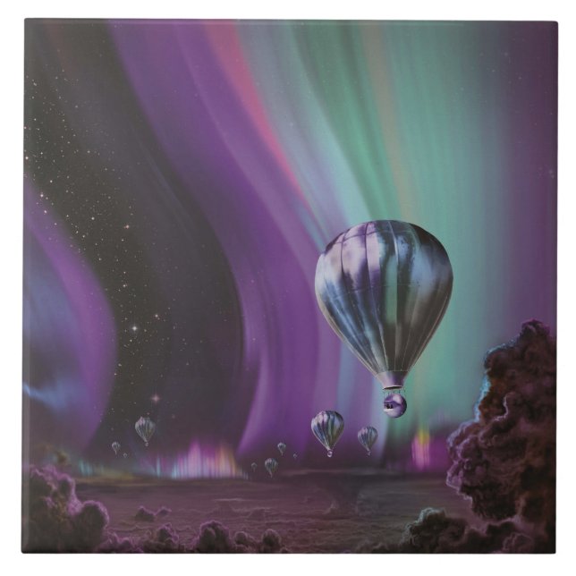 Jupiter Travel by Hot Air Ballon Bighty Auroras Fliese (Vorderseite)