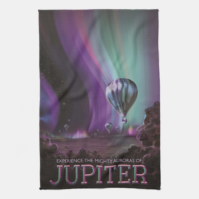 Jupiter Travel by Hot Air Ballon Bighty Auroras Geschirrtuch (Vertikal)