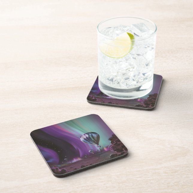 Jupiter Travel by Hot Air Ballon Bighty Auroras Getränkeuntersetzer (Rechte Seite)