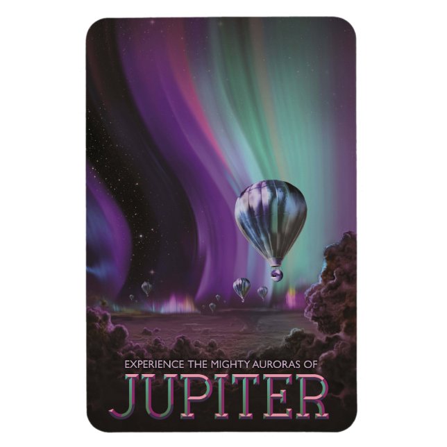 Jupiter Travel by Hot Air Ballon Bighty Auroras Magnet (Vertikal)