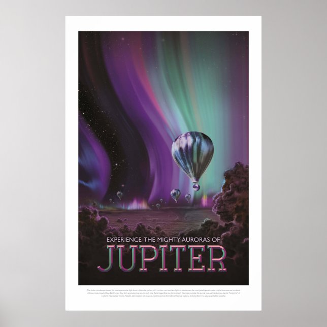Jupiter Travel by Hot Air Ballon Bighty Auroras Poster (Vorne)
