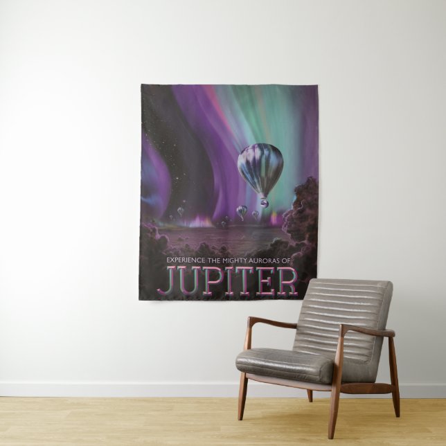 Jupiter Travel by Hot Air Ballon Bighty Auroras Wandteppich (Beispiel)