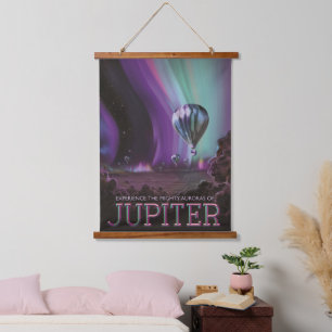Jupiter Travel by Hot Air Ballon Bighty Auroras Wandteppich Mit Holzrahmen