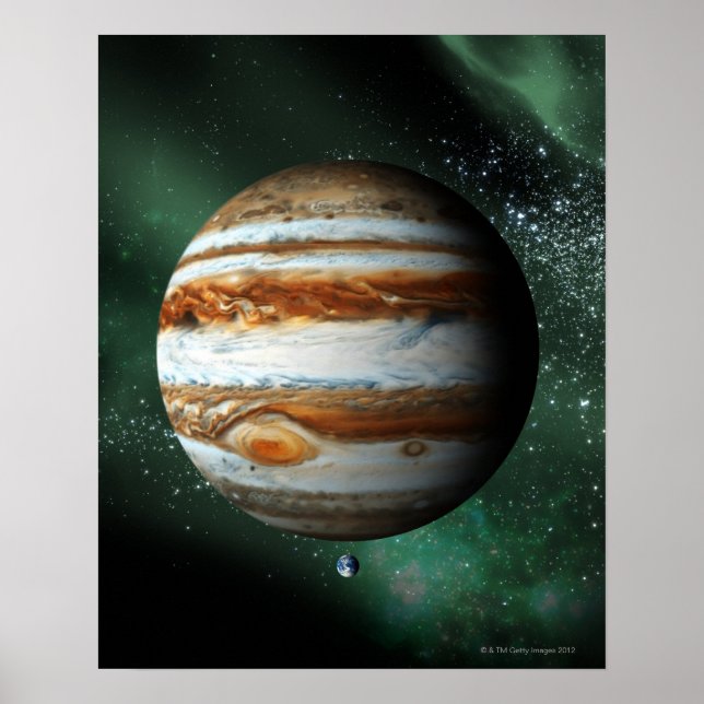 Jupiter und Erdvergleich Poster (Vorne)