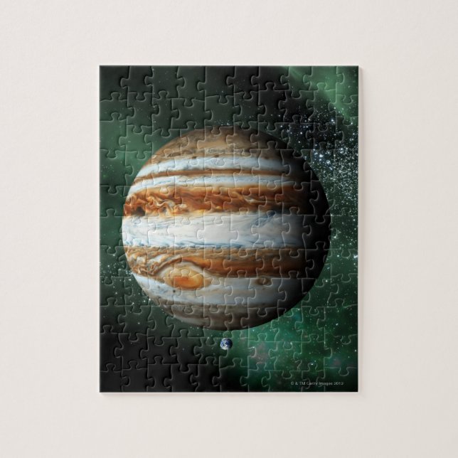 Jupiter und Erdvergleich Puzzle (Vertikal)