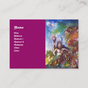 JUPITER UND LION , lila-weiß-braun Visitenkarte