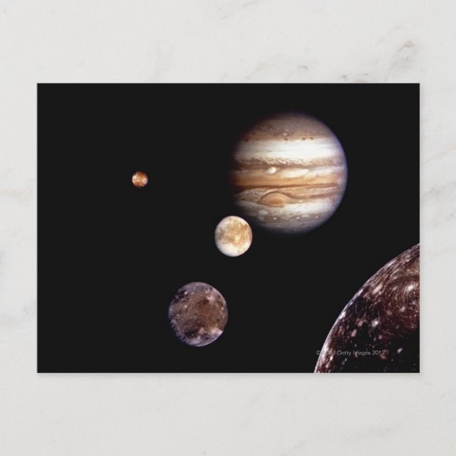 Jupiter und seine Monde Postkarte (Vorderseite)