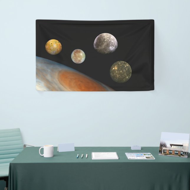 Jupiter und Vier Monde Galiläa Satellites Banner (Messeveranstaltung)