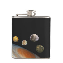 Jupiter und Vier Monde Galiläa Satellites Flachmann