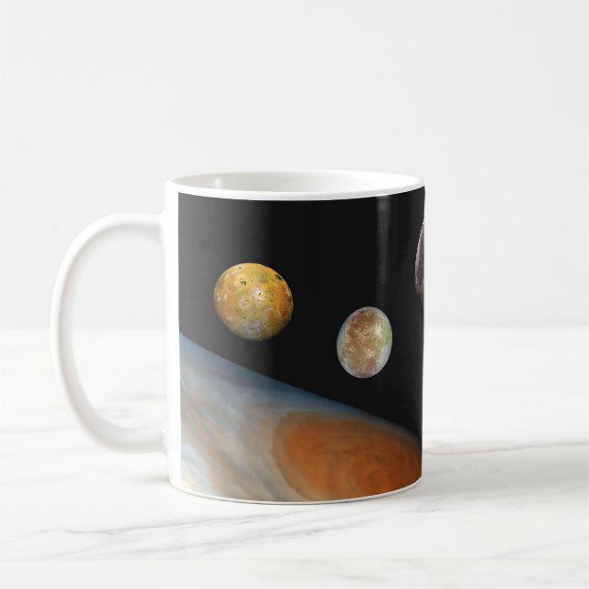 Jupiter und Vier Monde Galiläa Satellites Kaffeetasse (Links)
