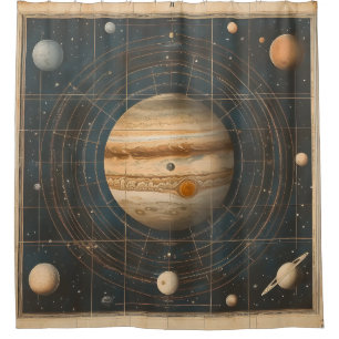 Jupiter-zentrierte Celestial Chart Design Duschvorhang