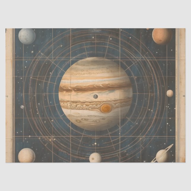 Jupiter-zentrierte Celestial Chart Design Seidenpapier (Vorderseite)
