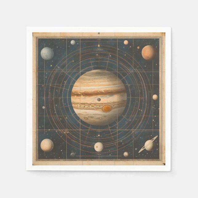 Jupiter-zentrierte Celestial Chart Design Serviette (Vorderseite)