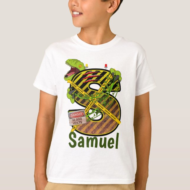 Jurassic Alphabet | Individuelle Name des Anfangss T-Shirt (Vorderseite)