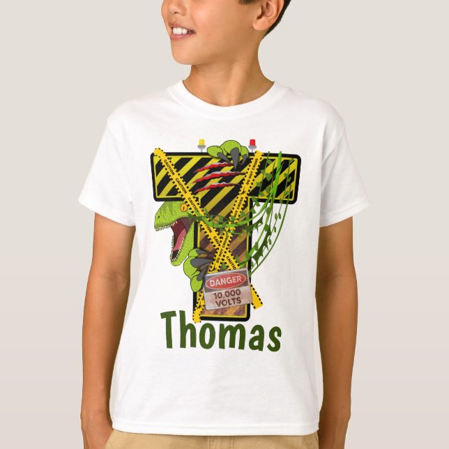 Jurassic Alphabet | Individuelle Name des Anfangss T-Shirt (Vorderseite)