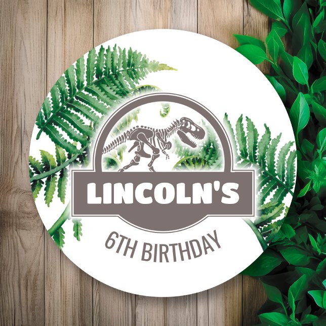 Jurassic Birthday Party Round Sticker (Von Creator hochgeladen)