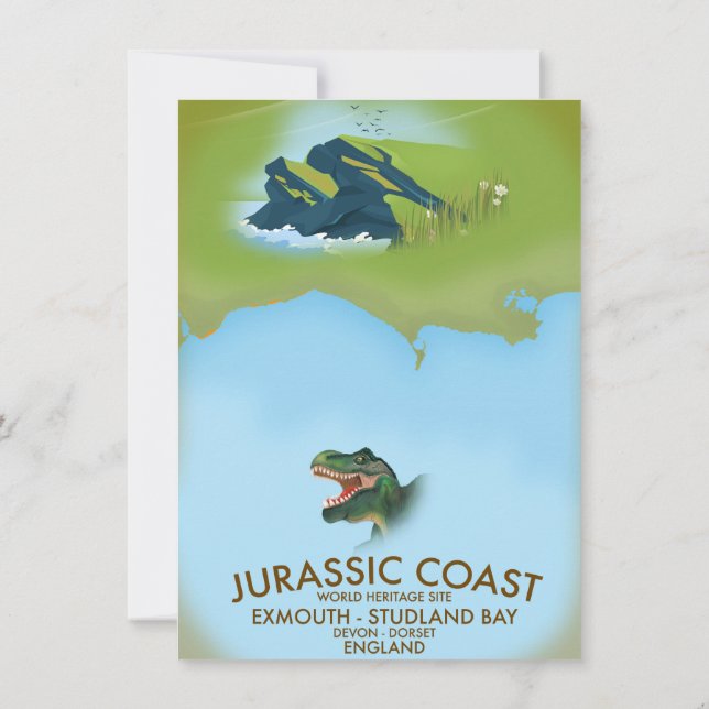 Jurassic Coast England South Coast Travel Poster Einladung (Rückseite)