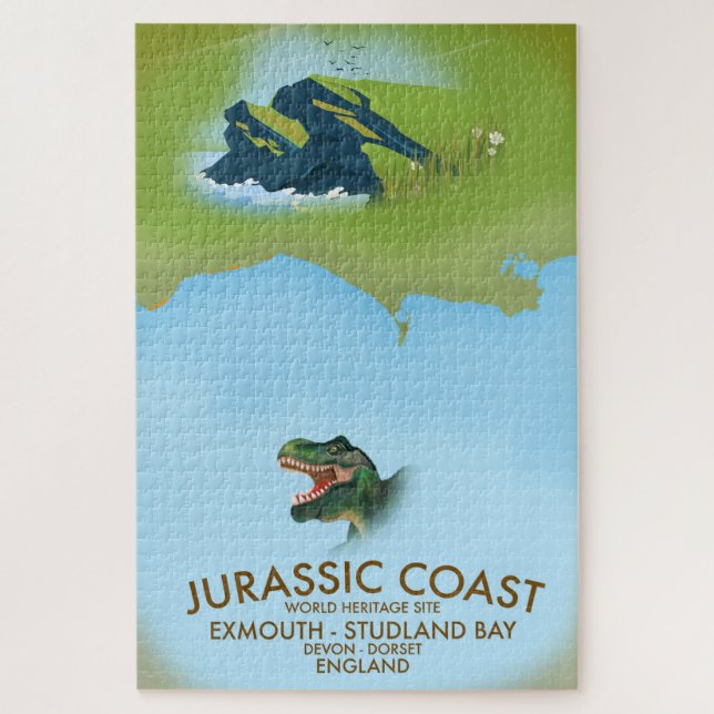 Jurassic Coast England South Coast Travel Poster Puzzle (Vertikal)
