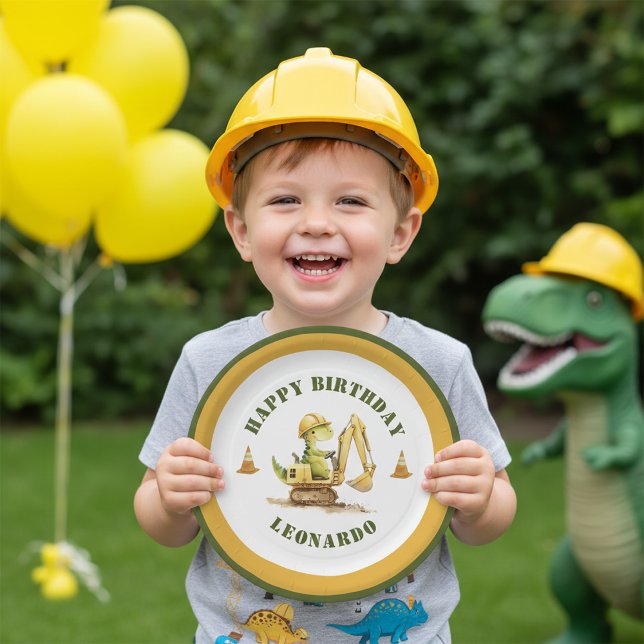 Jurassic Construction Zone Boy Birthday Pappteller (Von Creator hochgeladen)