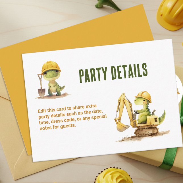 Jurassic Construction Zone Boy Birthday Party Begleitkarte (Von Creator hochgeladen)