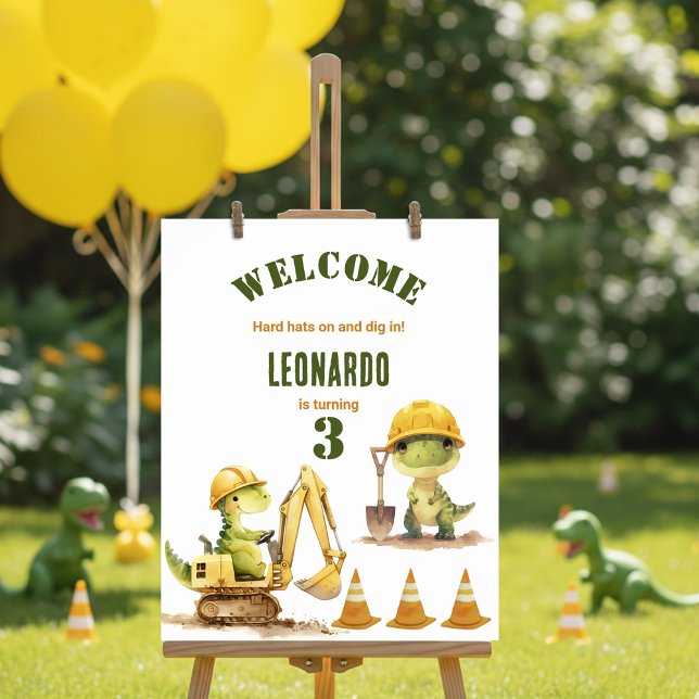 Jurassic Construction Zone Boy Birthday Welcome Poster (Von Creator hochgeladen)