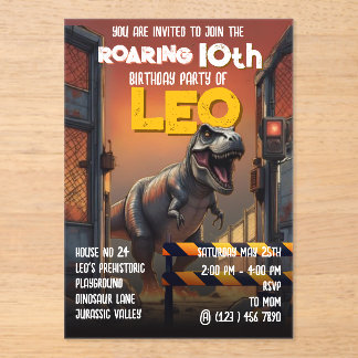 Jurassic Containment Breach T-Rex 10. Geburtstag Acryleinladungen