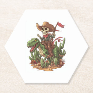 Jurassic Cowboy Skull � Funny Dino Rodeo Untersetzer