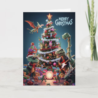 Jurassic Jingle Bell Rock Weihnachts-Dinosaurier Karte