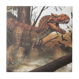 Jurassic Journey: Dinosaur in seinem natürlichen L Fliese
