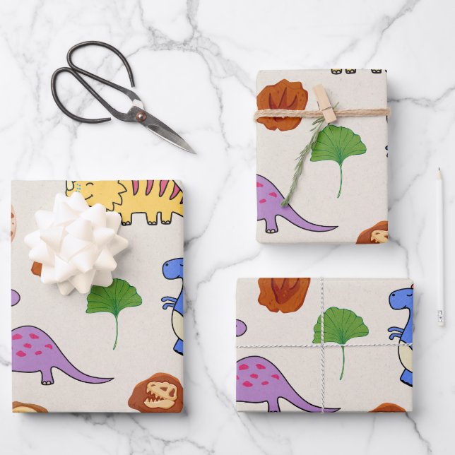 Jurassic Joy Dinosaurs Geschenkpapier (Vorderseite)