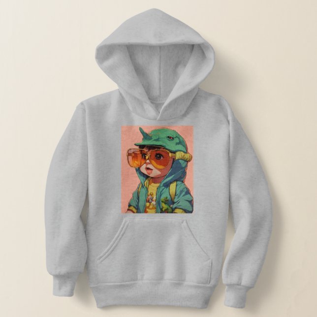 "Jurassic Joy: Kids' Dinosaur Design Hoodie (Ablage )