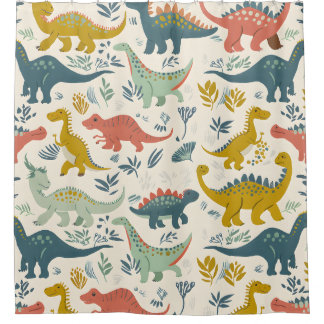 Jurassic Joy: Playful Dinosaur Pattern Duschvorhang