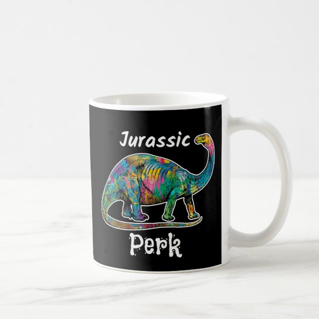 Jurassic Perk Farbiger Dinosaurier Schwarz Kaffeetasse (Rechts)