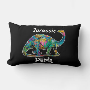 Jurassic Perk Farbiger Dinosaurier Schwarz Lendenkissen