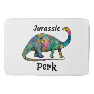 Jurassic Perk Farbiger Dinosaurier Weiß Badematte