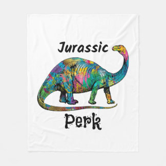 Jurassic Perk Farbiger Dinosaurier Weiß Fleecedecke